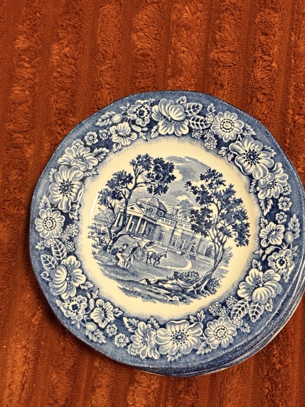 Vintage Staffordshire Monticello American Heritage Transferware Plates Set Of 8